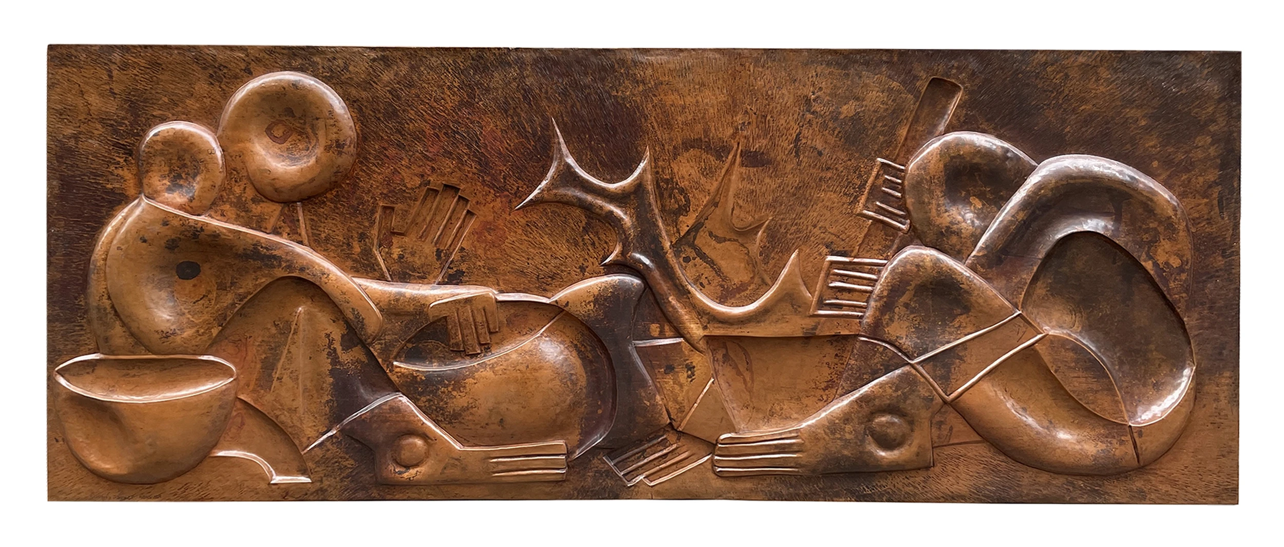 Bloc d'écriture en cuir repoussé, décor médiéval, blason griffon